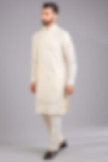 Ivory Silk Kurta Set by Dhruv Vaish at Pernia's Pop Up Shop