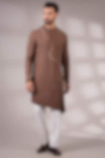 Bean Brown Cotton Silk Kurta Set by Dhruv Vaish at Pernia's Pop Up Shop