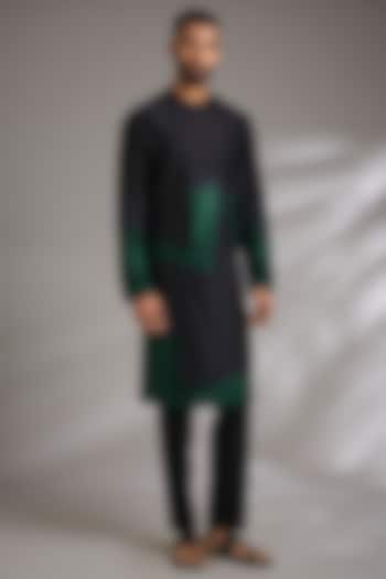 Bottle-Black Silk KurtaSet by Dhruv Vaish at Pernia's Pop Up Shop