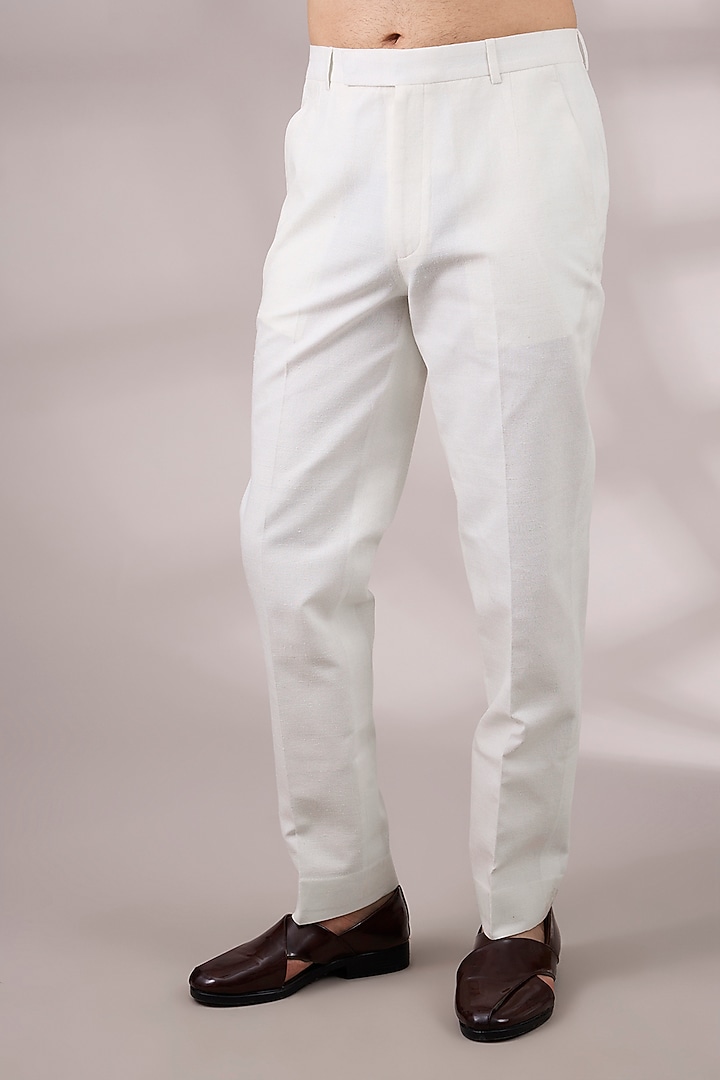 Ivory Silk Groom Bandhgala Set by Dhruv Vaish at Pernia's Pop Up Shop