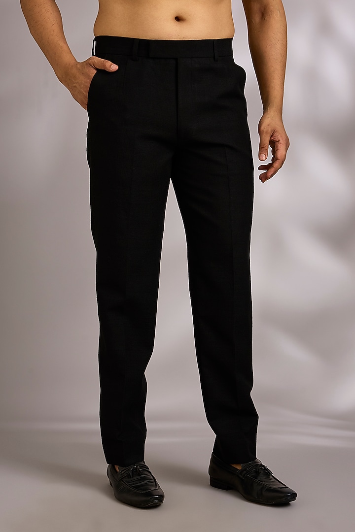 Black Silk Wedding Bandhgala Set by Dhruv Vaish at Pernia's Pop Up Shop