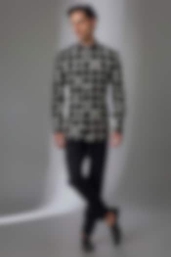 Black Silk Groom Bandhgala Set by Dhruv Vaish at Pernia's Pop Up Shop