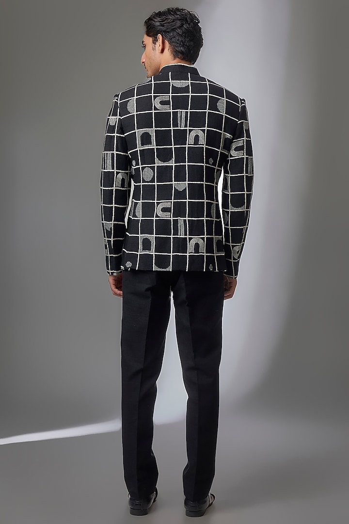 Black Silk Groom Bandhgala Set by Dhruv Vaish at Pernia's Pop Up Shop
