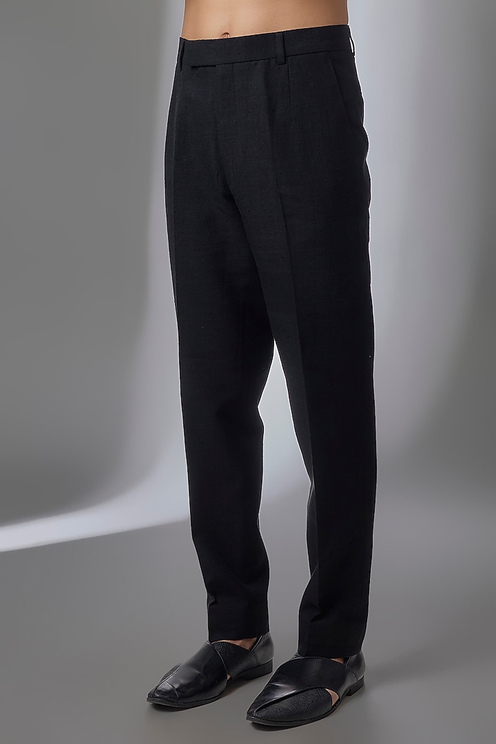Black Silk Groom Bandhgala Set by Dhruv Vaish at Pernia's Pop Up Shop