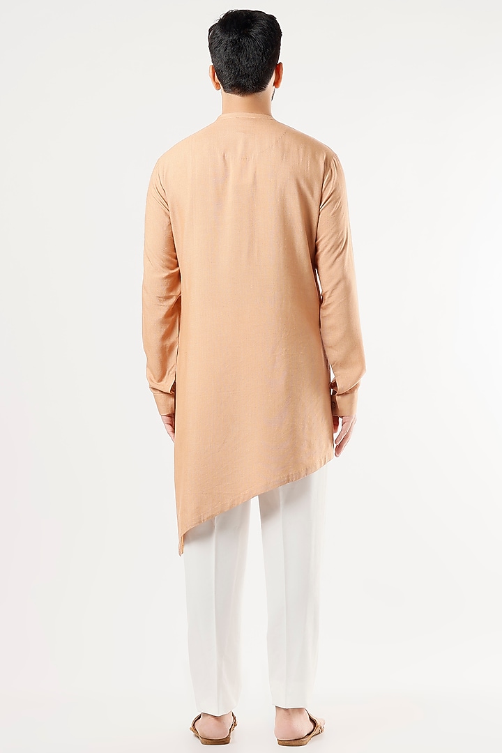 Tan Cotton Silk Dyed Kurta Set by Dhruv Vaish at Pernia's Pop Up Shop