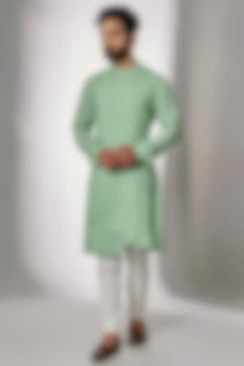 Jade Mist Draped Kurta Set by Dhruv Vaish