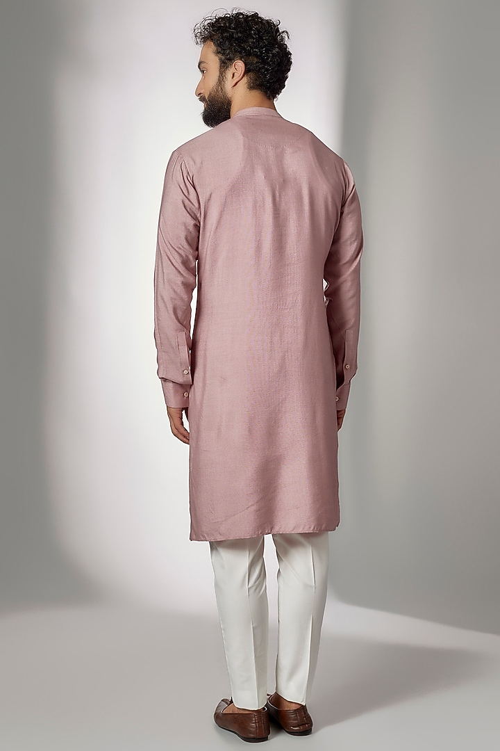 Mauve Cotton Silk Draped Kurta Set by Dhruv Vaish at Pernia's Pop Up Shop