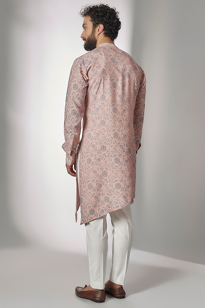 Sandrose Cotton Silk Printed Asymmetrical Kurta Set by Dhruv Vaish at Pernia's Pop Up Shop