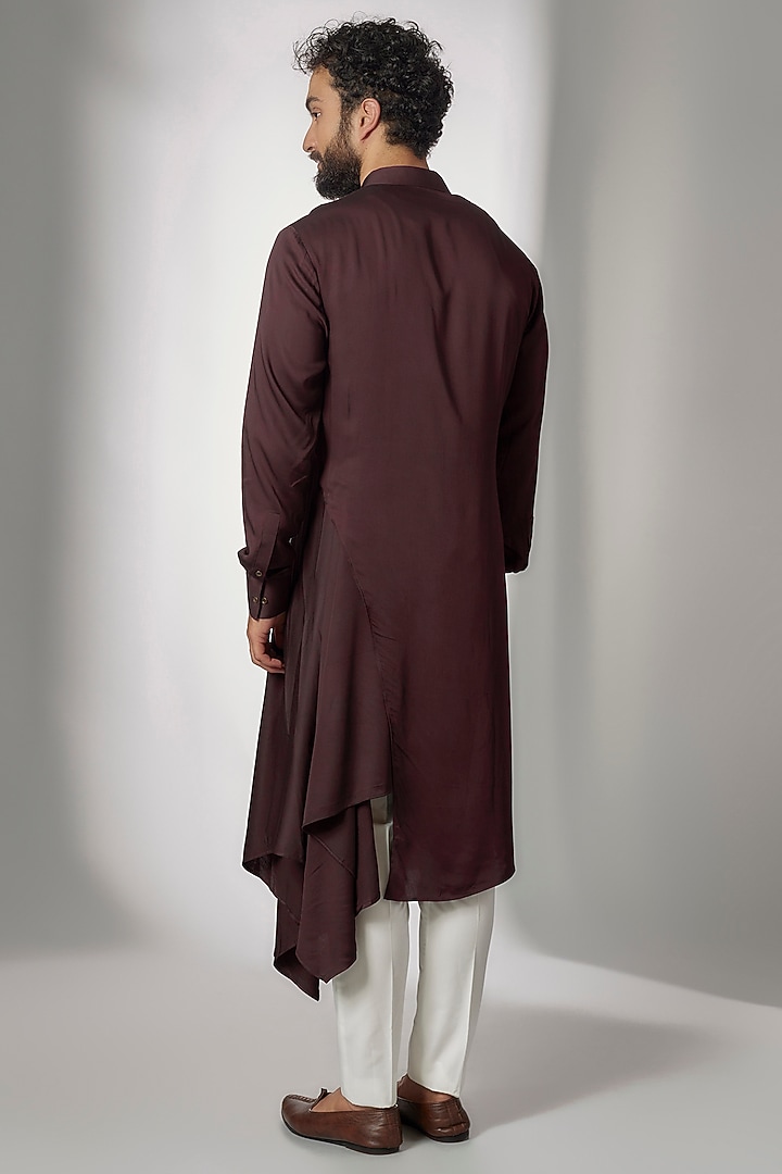 Old Mauve Cotton Satin Kurta Set by Dhruv Vaish at Pernia's Pop Up Shop