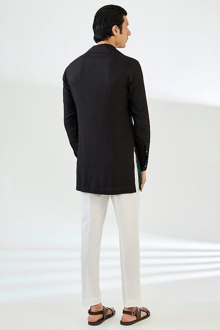 Black & Green Cotton Printed Ombre Kurta Set by Dhruv Vaish at Pernia's Pop Up Shop