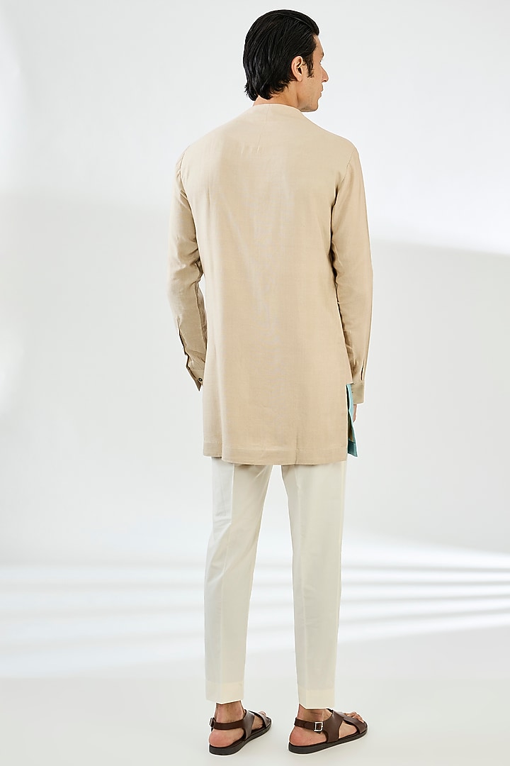 Aqua Mist Cotton Printed Ombre Kurta Set by Dhruv Vaish at Pernia's Pop Up Shop
