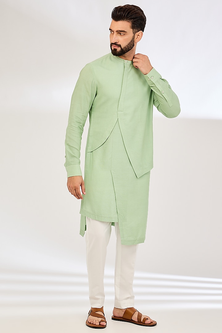 Jade Mist Cotton Kurta Set by Dhruv Vaish