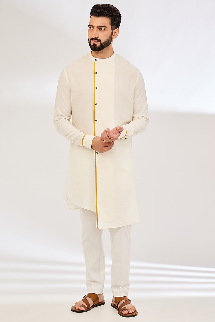 Ivory Cotton Kurta Set by Dhruv Vaish