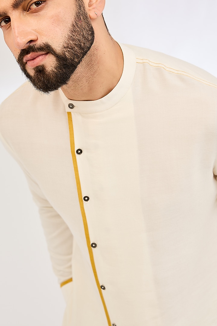 Ivory Cotton Kurta Set by Dhruv Vaish at Pernia's Pop Up Shop