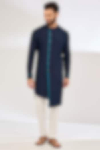 Navy Cotton Kurta Set by Dhruv Vaish