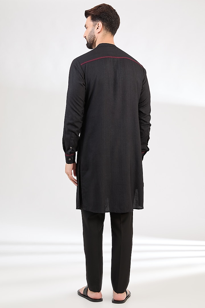 Black Cotton Kurta Set by Dhruv Vaish at Pernia's Pop Up Shop