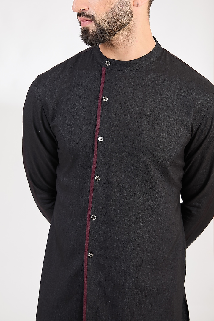 Black Cotton Kurta Set by Dhruv Vaish at Pernia's Pop Up Shop