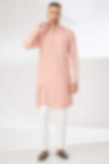 Onion Pink Cotton Silk Kurta Set by Dhruv Vaish