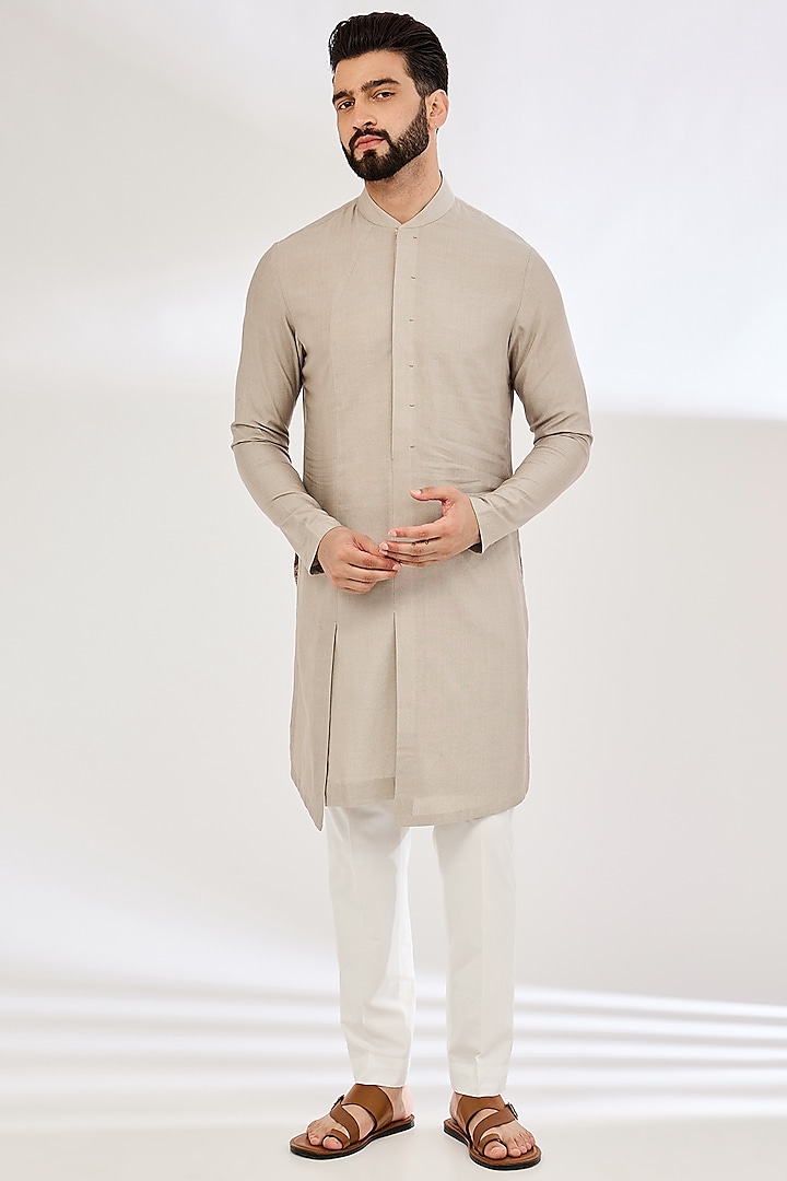 London Fog Cotton Kurta Set by Dhruv Vaish