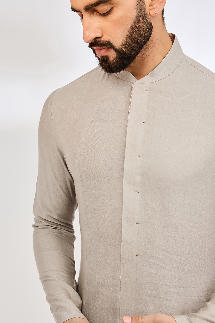 London Fog Cotton Kurta Set by Dhruv Vaish at Pernia's Pop Up Shop