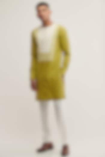 Palm Green Handloom Cotton Kurta by Dhruv Vaish