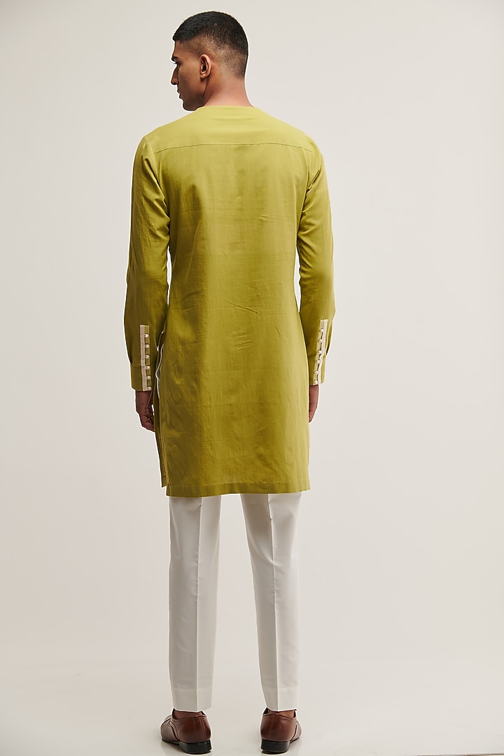 Palm Green Handloom Cotton Kurta by Dhruv Vaish at Pernia's Pop Up Shop