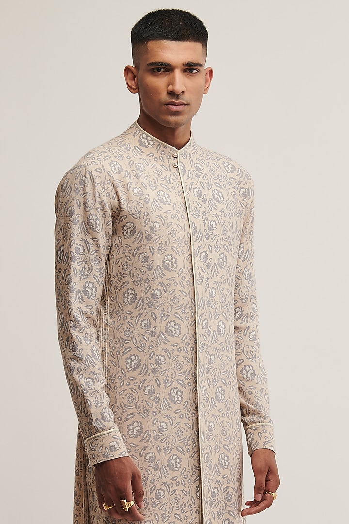 Beach Bloom Cotton Silk Printed Kurta Set by Dhruv Vaish at Pernia's Pop Up Shop
