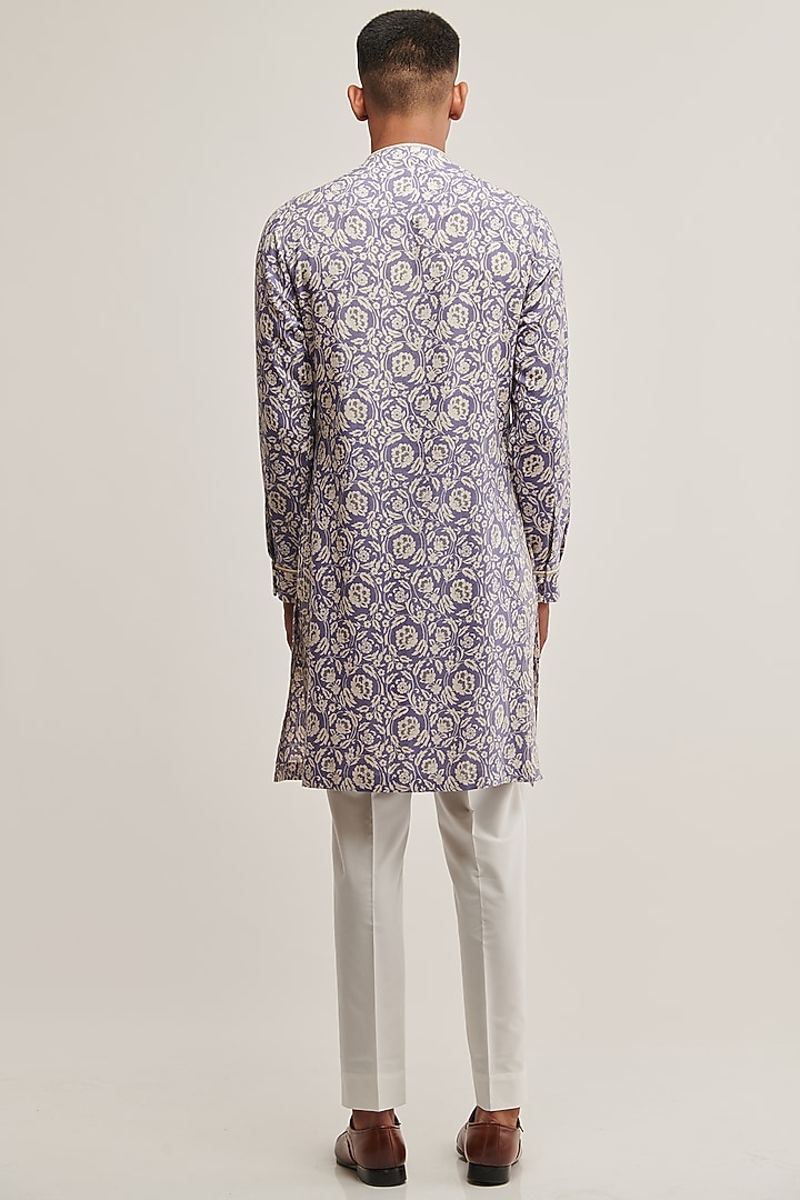 Iris Bloom Cotton Silk Printed Kurta Set by Dhruv Vaish at Pernia's Pop Up Shop
