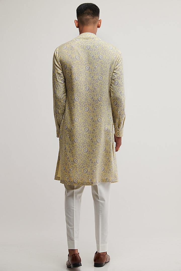 Mint Bloom Cotton Silk Printed Kurta Set by Dhruv Vaish at Pernia's Pop Up Shop