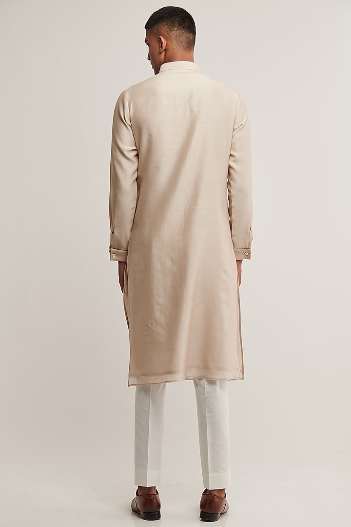 Moon Rock Cotton Silk Chanderi Thread Embroidered Kurta Set by Dhruv Vaish at Pernia's Pop Up Shop
