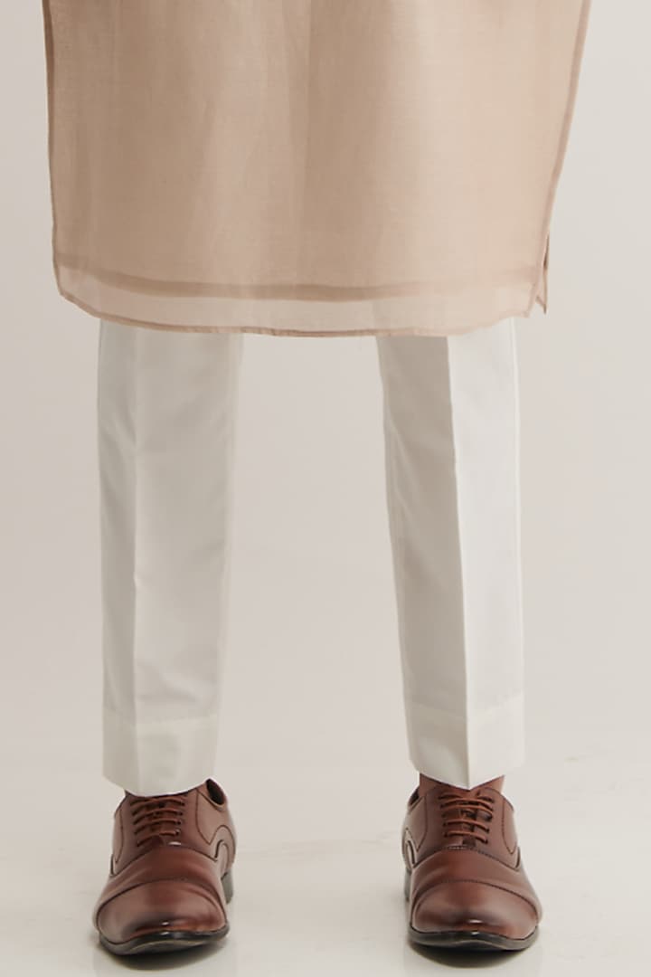 Moon Rock Cotton Silk Chanderi Thread Embroidered Kurta Set by Dhruv Vaish at Pernia's Pop Up Shop