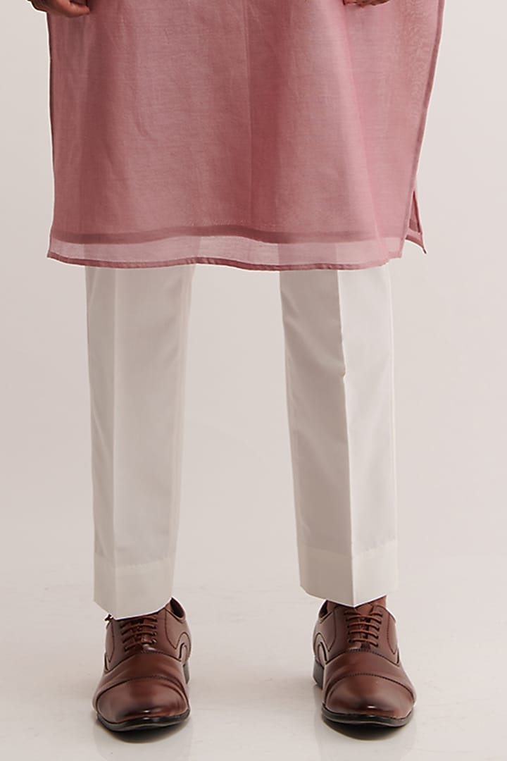 Mauve Mist Cotton Silk Chanderi Embroidered Kurta Set by Dhruv Vaish at Pernia's Pop Up Shop
