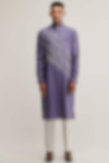 Deep Iris Embroidered Kurta Set by Dhruv Vaish