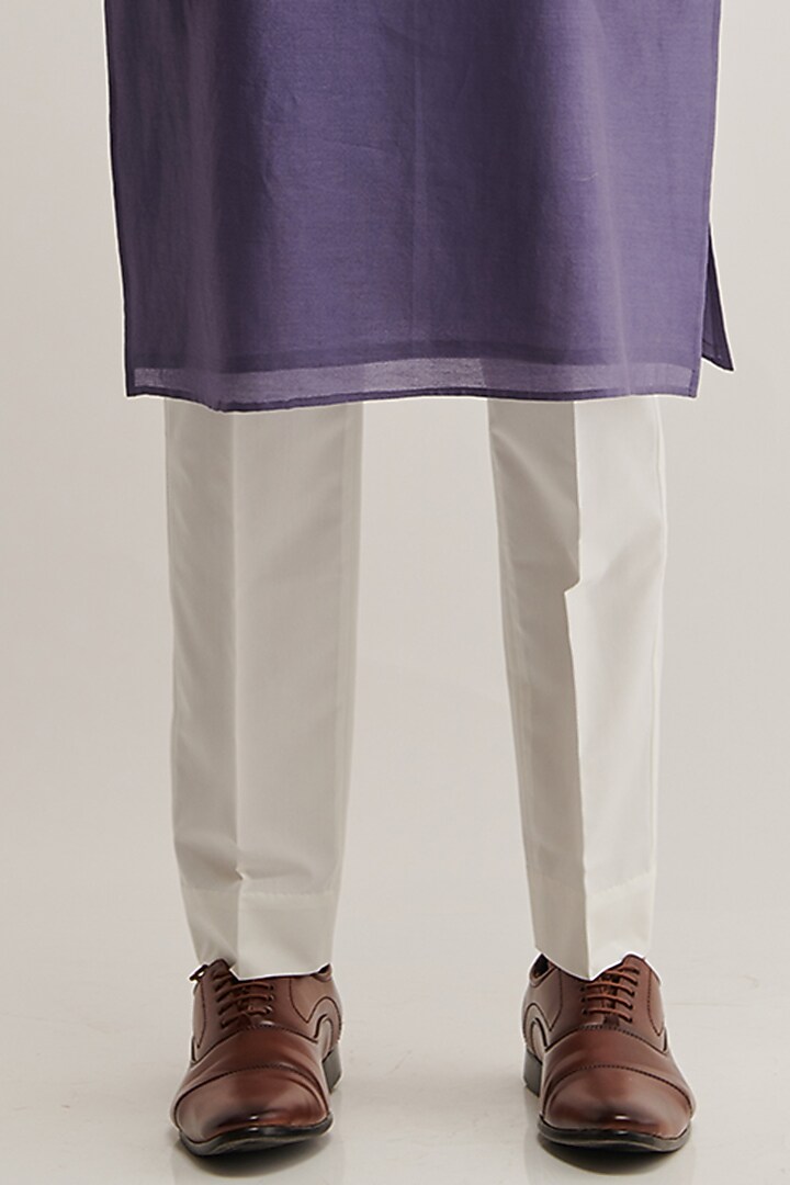 Deep Iris Cotton Silk Chanderi Embroidered Kurta Set by Dhruv Vaish at Pernia's Pop Up Shop