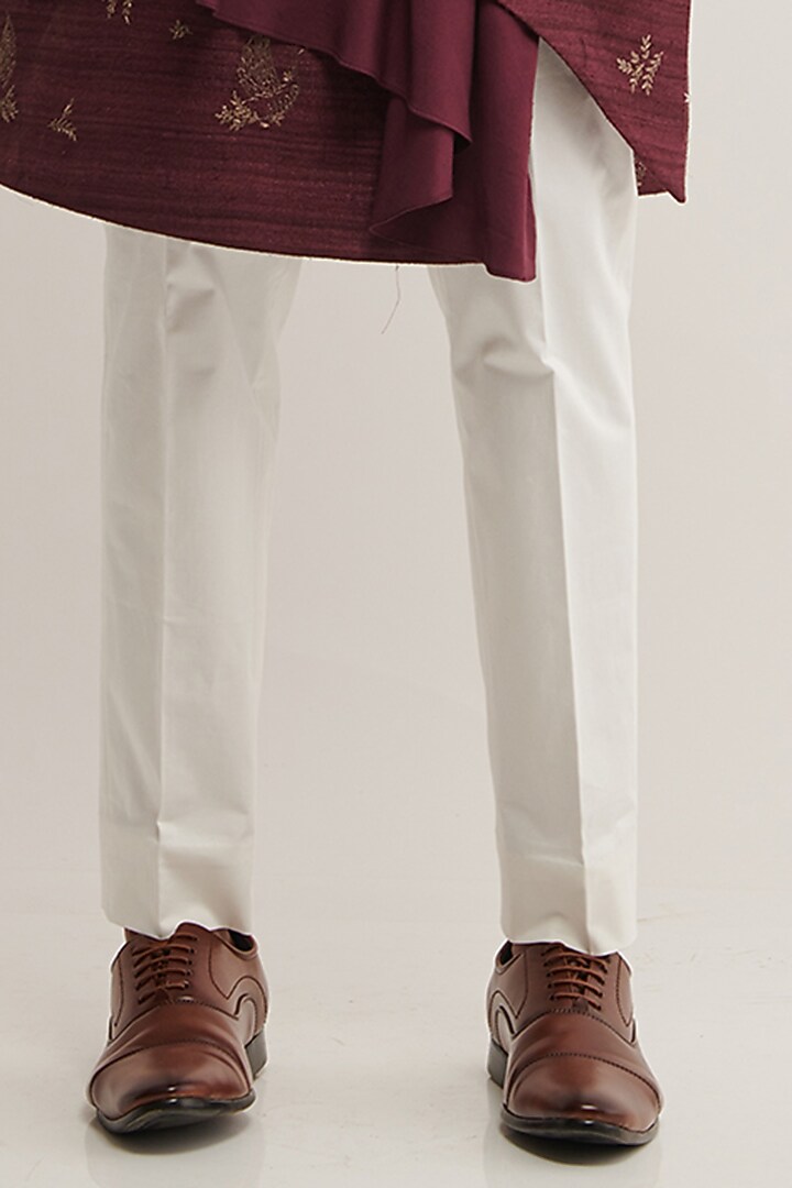 Old Mauve Silk Embroidered Wedding Indowestern Set by Dhruv Vaish at Pernia's Pop Up Shop