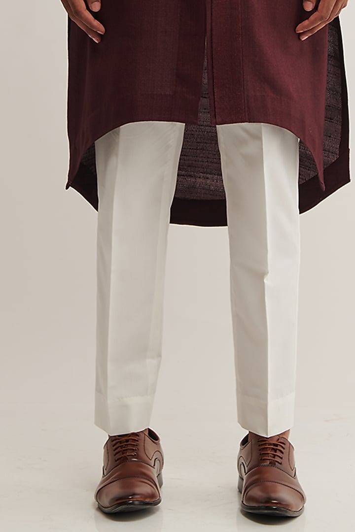 Old Mauve Raw Silk Embroidered Kurta Set by Dhruv Vaish at Pernia's Pop Up Shop