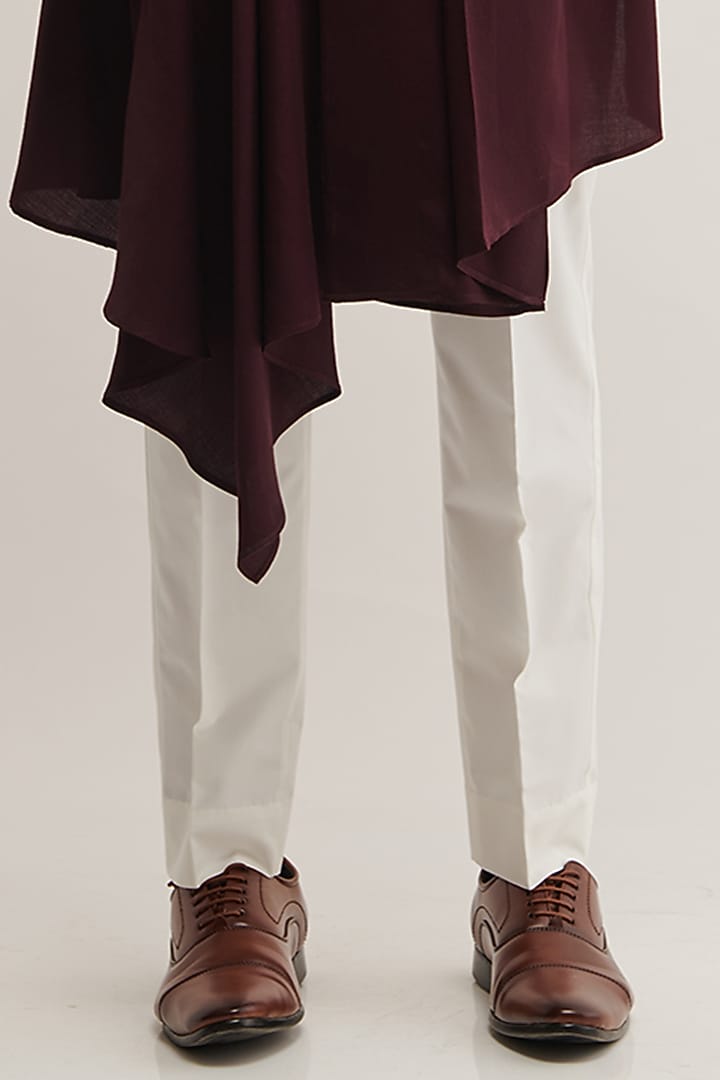 Old Mauve Cotton Satin Draped Kurta Set by Dhruv Vaish at Pernia's Pop Up Shop