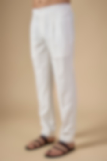 White Cotton Pants by Dhruv Vaish at Pernia's Pop Up Shop