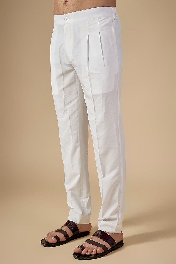 White Cotton Pants by Dhruv Vaish at Pernia's Pop Up Shop