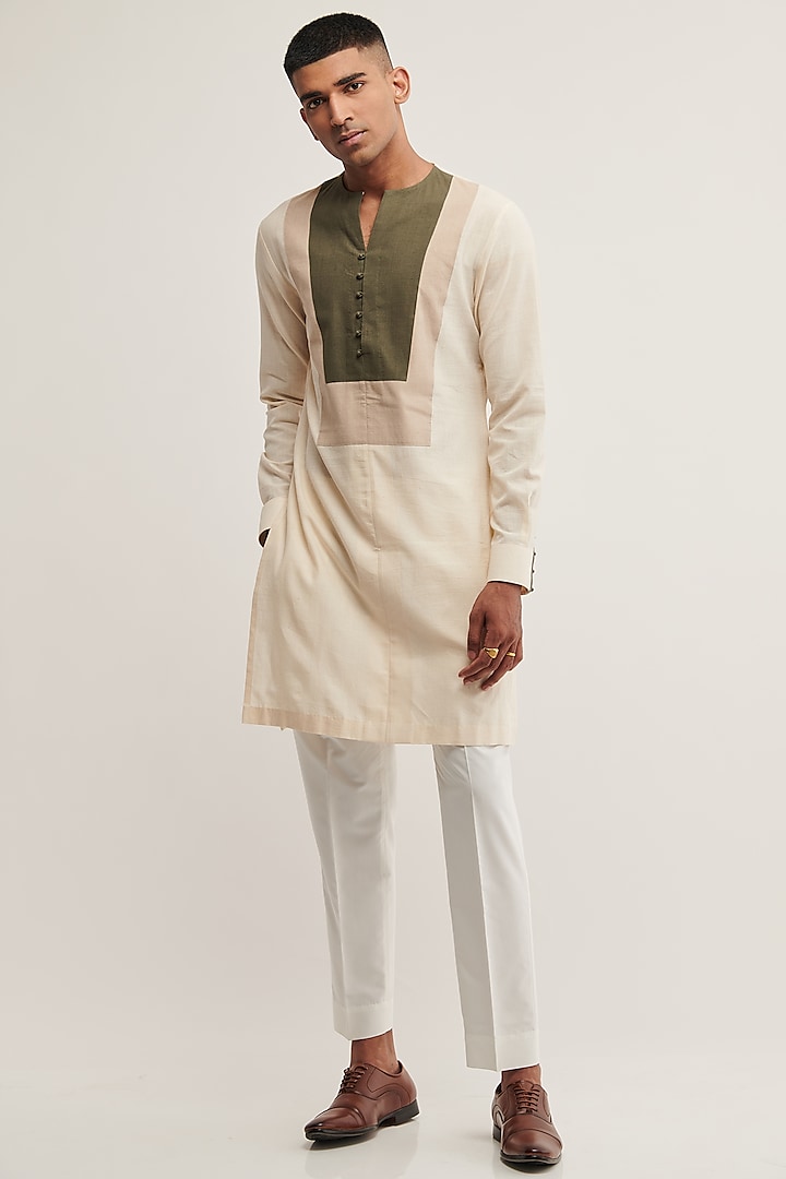 Vanilla Handloom Cotton Kurta by Dhruv Vaish