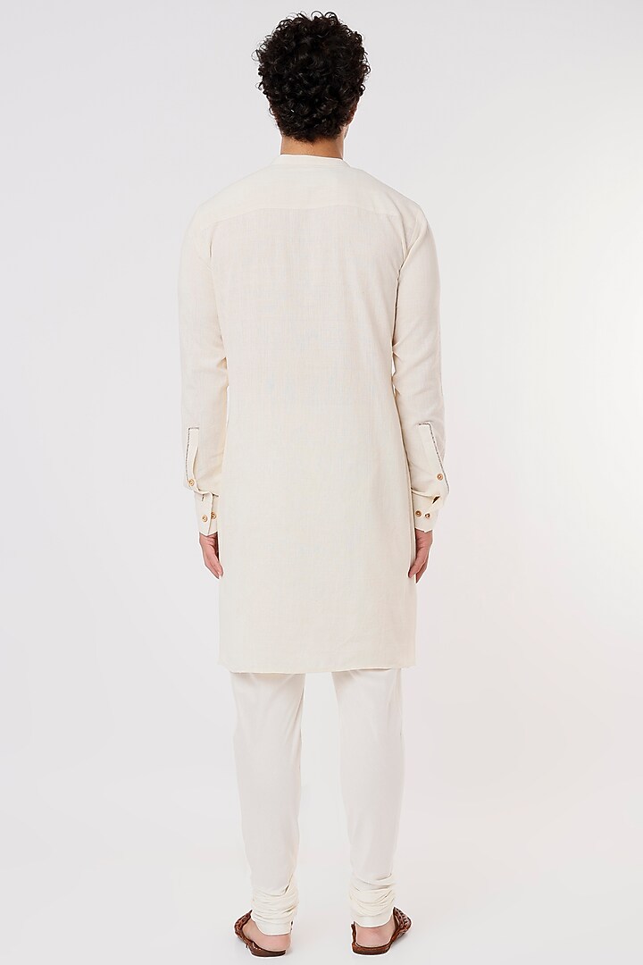 Vanilla Handloom Cotton Kurta by Dhruv Vaish at Pernia's Pop Up Shop