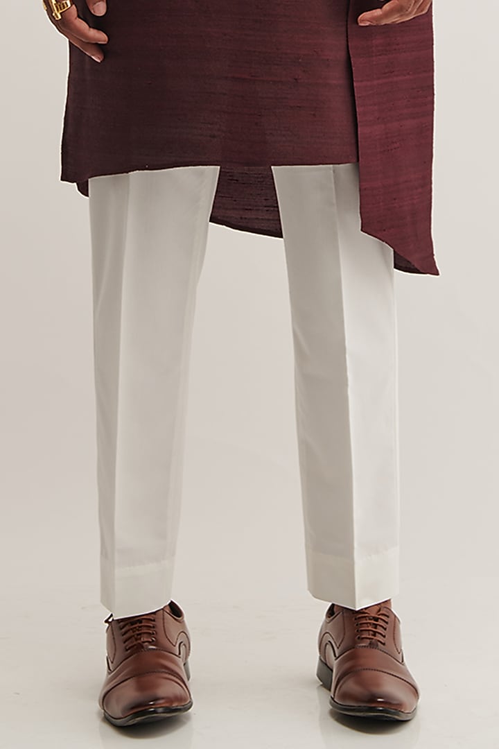 Old Mauve Raw Silk Metal Embroidered Kurta Set by Dhruv Vaish at Pernia's Pop Up Shop