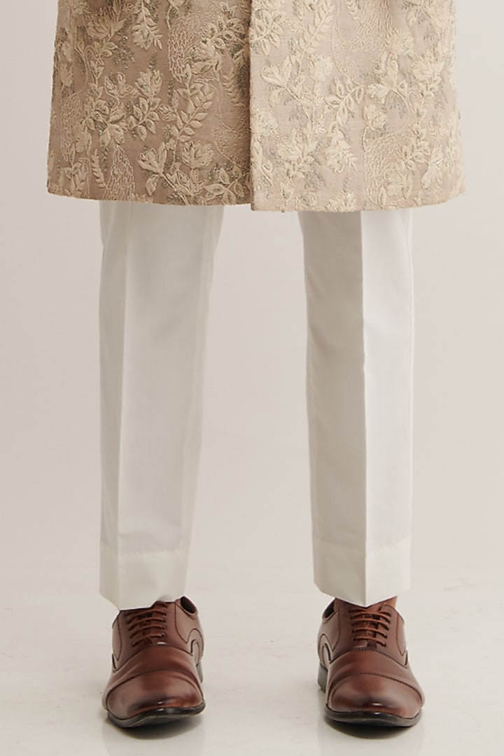 Moon Rock Silk Embroidered Groom Sherwani Set by Dhruv Vaish at Pernia's Pop Up Shop