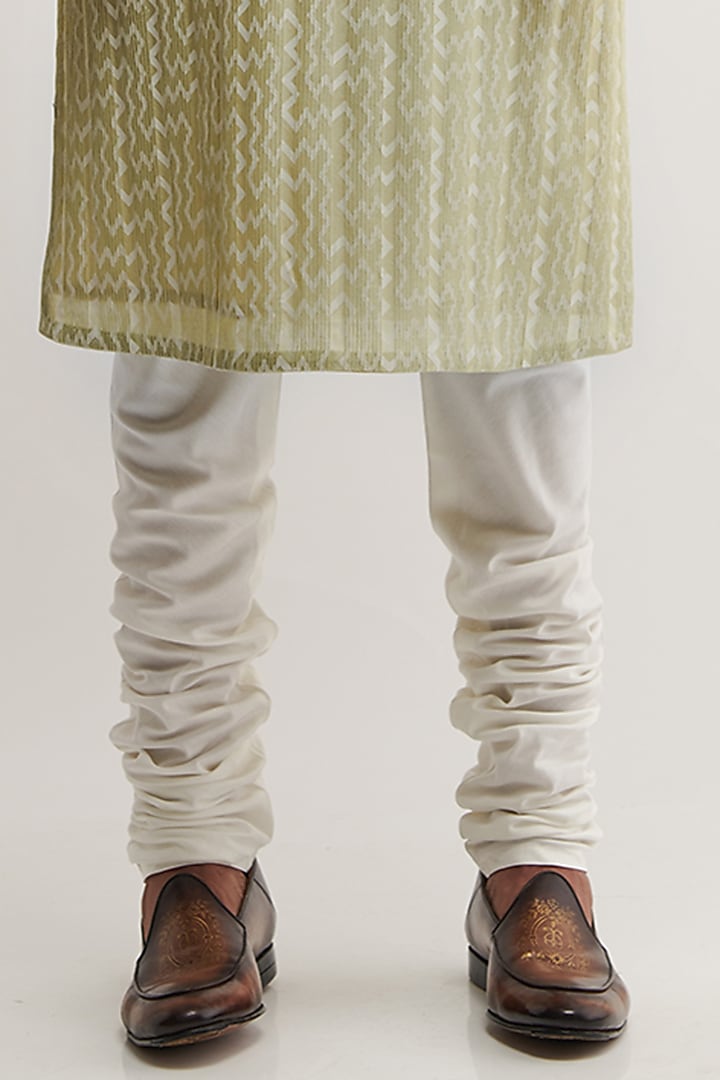 Pale Mint Cotton Silk Chanderi Printed Kurta Set by Dhruv Vaish at Pernia's Pop Up Shop