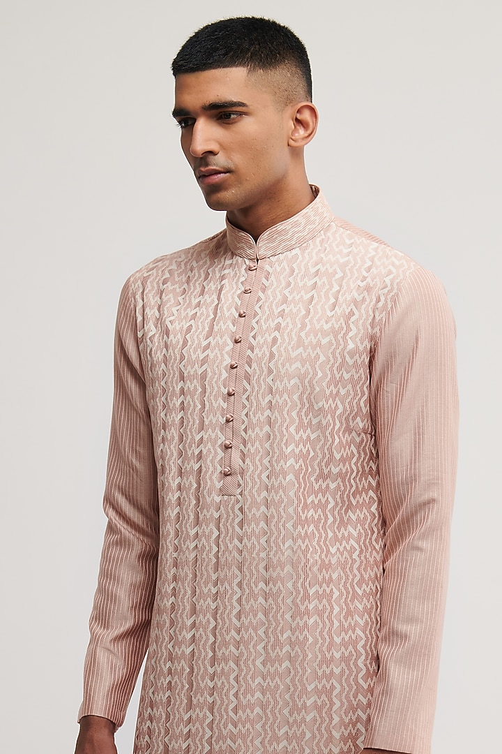 Sandrose Cotton Silk Chanderi Printed Kurta Set by Dhruv Vaish at Pernia's Pop Up Shop