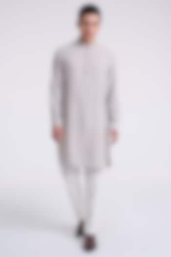 London Fog Cotton Silk Embroidered Kurta Set by Dhruv Vaish