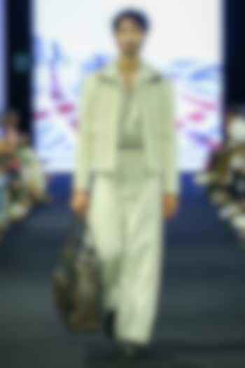 Ivory Denim & Linen Co-Ord Set by Dhruv Vaish at Pernia's Pop Up Shop