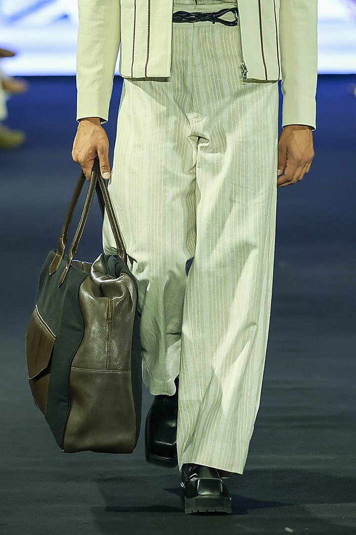 Ivory Denim & Linen Co-Ord Set by Dhruv Vaish at Pernia's Pop Up Shop