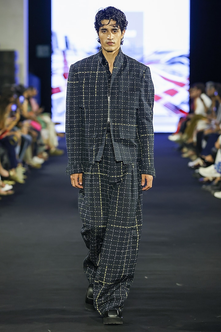 Black Cotton Linen & Silk Co-Ord Set by Dhruv Vaish at Pernia's Pop Up Shop
