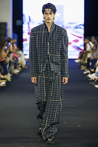Black Cotton Linen & Silk Co-Ord Set by Dhruv Vaish